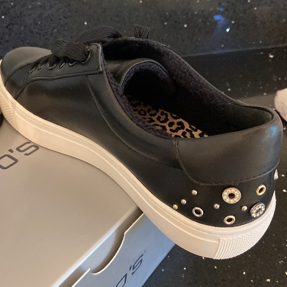 NIB Chico’s Black w/ Gold & Silver Metallic Rivets, Beads, Pave ILIMA Sneakers - Picture 12 of 15